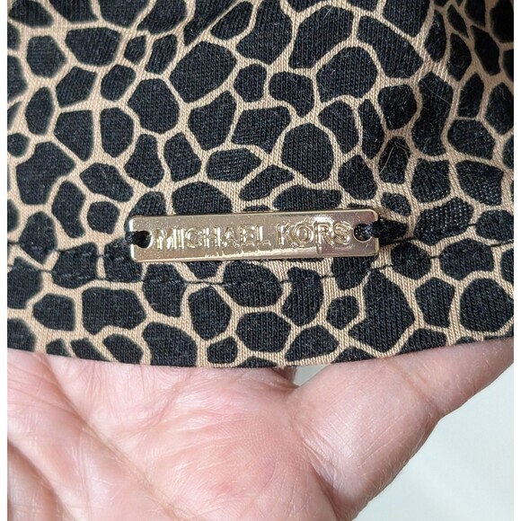 Michael Kors Size M Blouse Micro-Giraffe 3/4 Sleeve Bell Cuff Flowy Designer - Picture 6 of 10